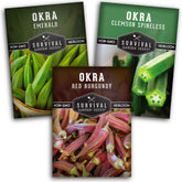 Survival Garden Seeds okra collection pack for home gardens