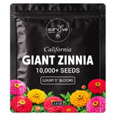 Survive Seed Co. Zinnia California Giants seed pack ready for bright sunny borders.