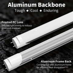 SUSLUM T8 LED bulb aluminum-polycarbonate body for heat dissipation