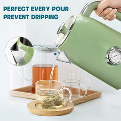 SUSTEAS ergonomic stay-cool handle offers comfortable, controlled pouring.