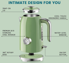 SUSTEAS stainless interior ensures durable, BPA-free water heating for daily use.