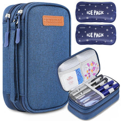 Suzamed insulin cooler travel case front view, compact and travel-ready for insulin pens.