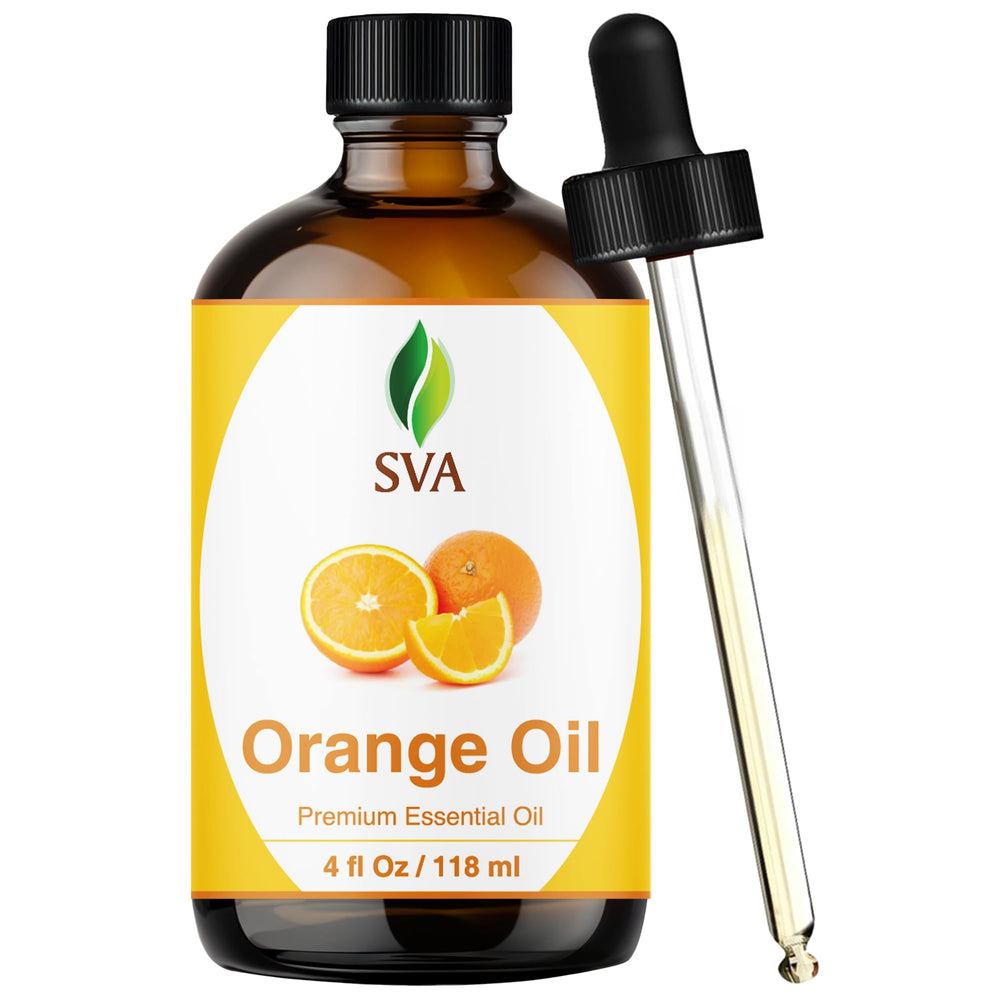 SVA ORGANICS orange oil bottle with dropper for precise application.