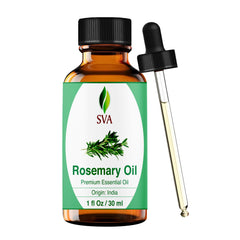 SVA Rosemary Essential Oil bottle with dropper for precise application and aroma.