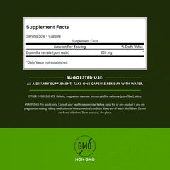 Swanson Boswellia Serrata capsules 800 mg for robust joint mobility.