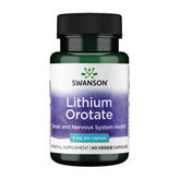 Swanson Lithium Orotate bottle closeup highlighting label for emotional wellness support.