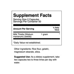 Swanson milk thistle vegan capsules for detox and antioxidant support.