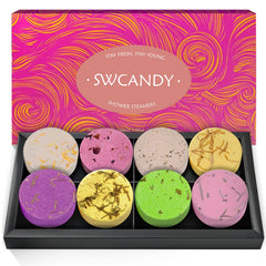 SWCANDY shower steamers packaging front, ideal gift-ready presentation.