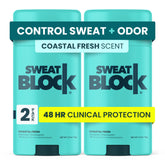 SweatBlock clinical-strength deodorant stick for all-day underarm protection.
