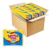 Swedish Fish Mini candy pack closeup for shareable snacking.