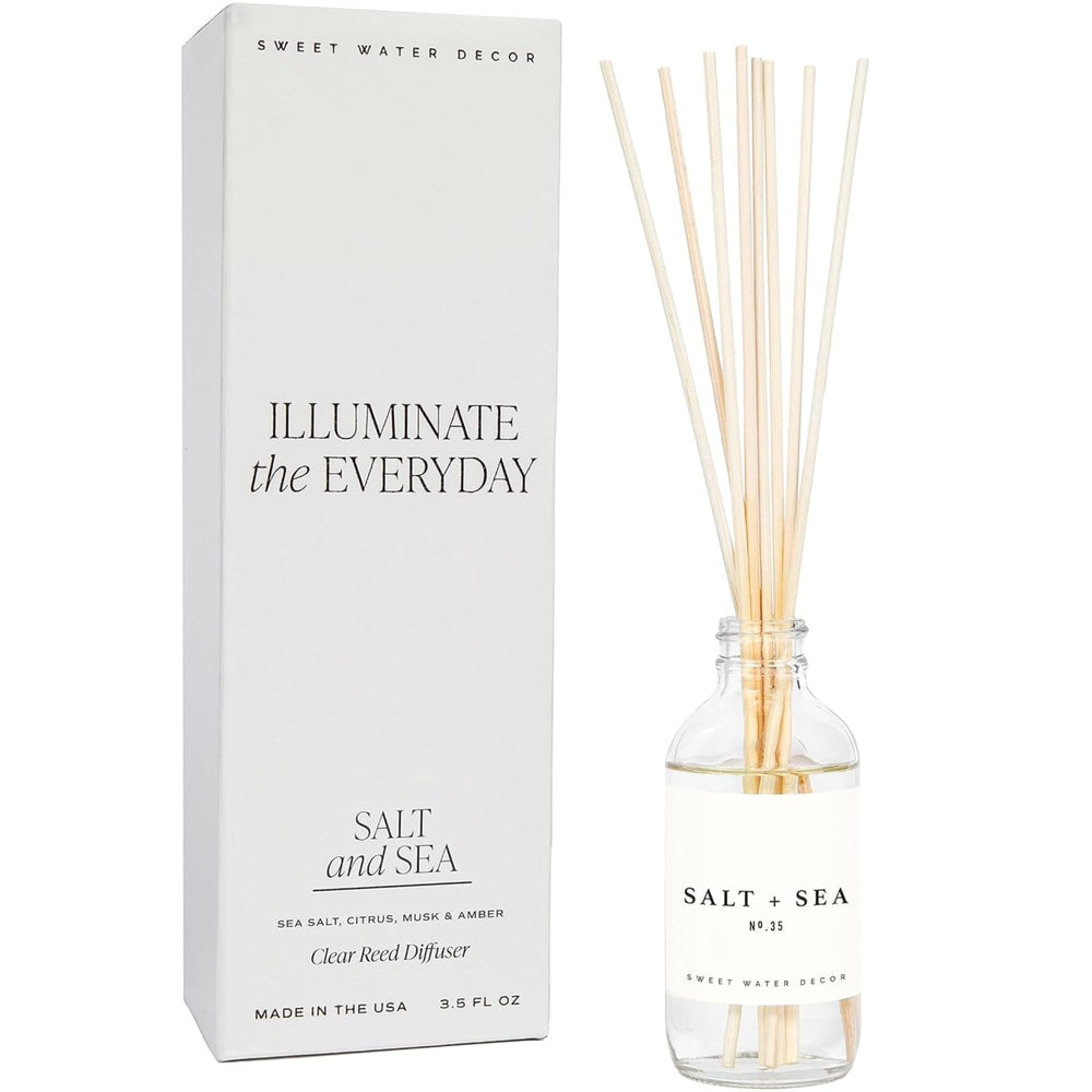 Sweet Water Decor Sea Salt Citrus diffuser bottle releasing fresh coastal notes.