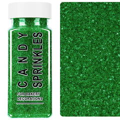 SweetGrove green sanding sugar sprinkles in a resealable container for freshness.