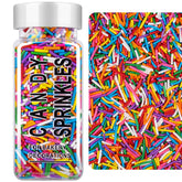 SweetGrove Rainbow Jimmies bottle adds vibrant color for festive decorating.
