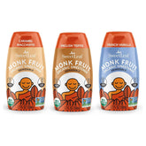 SweetLeaf Liquid Monk Fruit Drops packaging showing three zero-calorie flavors.