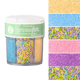 Sweets Indeed dye-free pastel sprinkles in a 6-cell jar for mess-free decorating