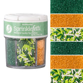 Sweets Indeed dye-free St Patrick's Day sprinkles in a six-cell jar for festive decorating