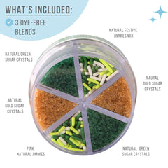 Sweets Indeed green and gold sugar sprinkles with natural dyes for bake-ready color