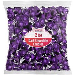 SWEETSIDE CANDY CO Kisses Special Dark Chocolate 2lb bulk with purple wrappers, ideal for party favors.