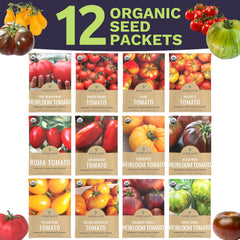 Sweet Yards twelve packets displayed for diverse tomato varieties.