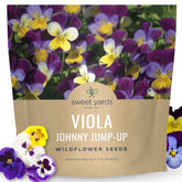 Sweet Yards Viola Johnny Jump-Up seed packet ready for quick planting.