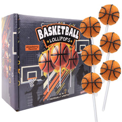 Sweetzo 24-count box of basketball lollipops for bulk event gifting.