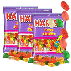 Sweetzo Haribo Easter Happy Chick Gummies bag showing colorful chick shapes for Easter gifting