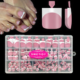 SWETIDY toe nail press-ons berry pink, full cover for easy DIY pedicures.