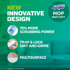 Swiffer Heavy Duty Mop Cloth with Unstopables scent cleans stubborn messes on tile.