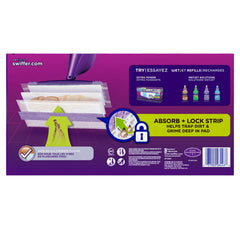 Swiffer WetJet pad refill showing dirt trapped in core for easy disposal.
