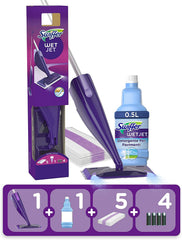 Swiffer WetJet unit in action for quick floor cleaning