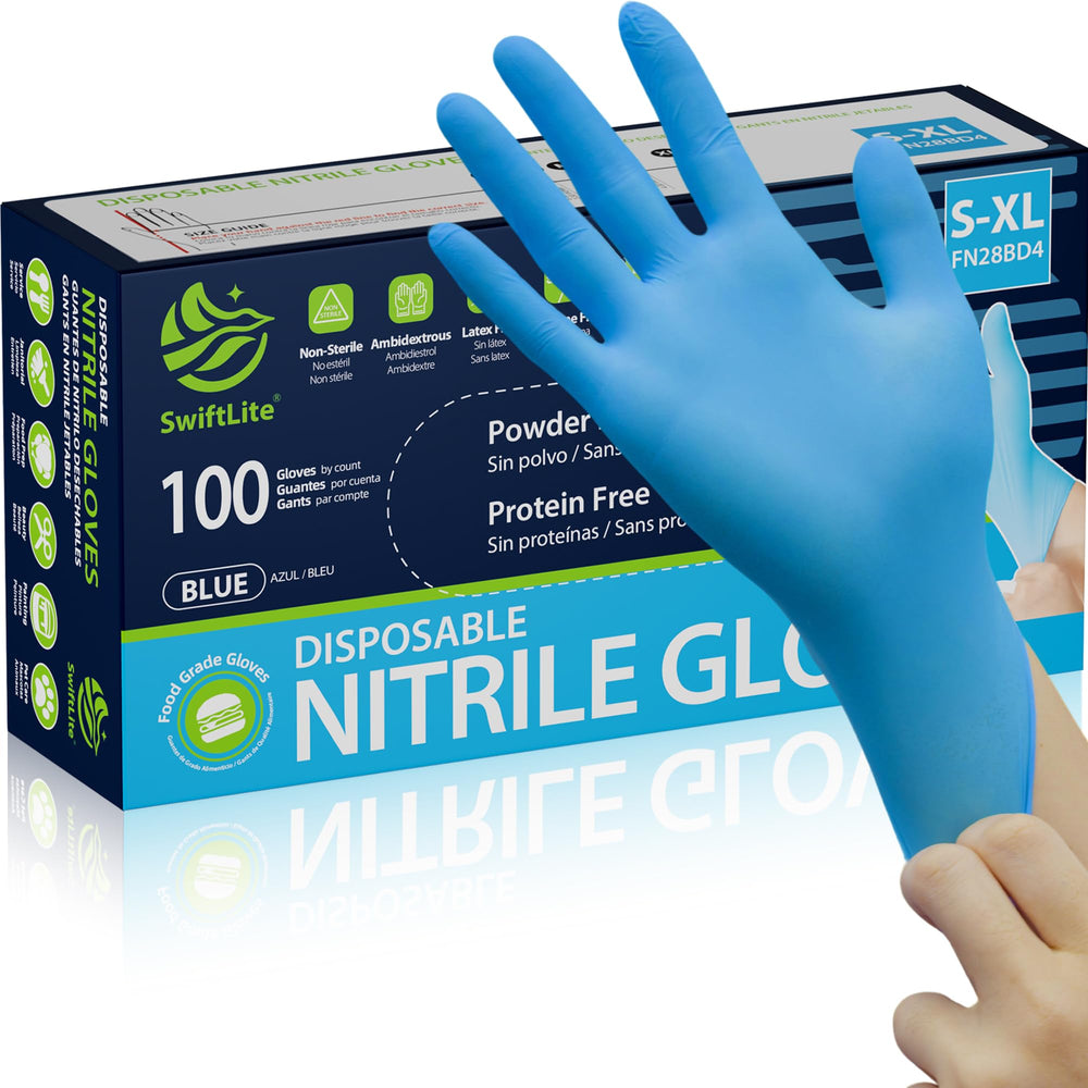 SWIFTLITE nitrile gloves powder-free with textured fingertips for secure kitchen grip.