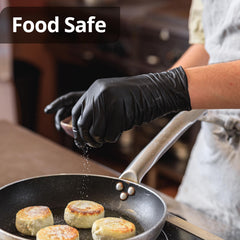SwiftGrip nitrile gloves are food-safe for safe handling in prep and service