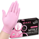 SwiftGrip pink nitrile gloves in a box ideal for light-duty tasks.