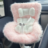 SwiftServ pink doll car-seat shows a cushioned perch for tiny figures.