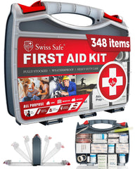 Swiss Safe hardcase first aid kit with rugged protection for outdoors.