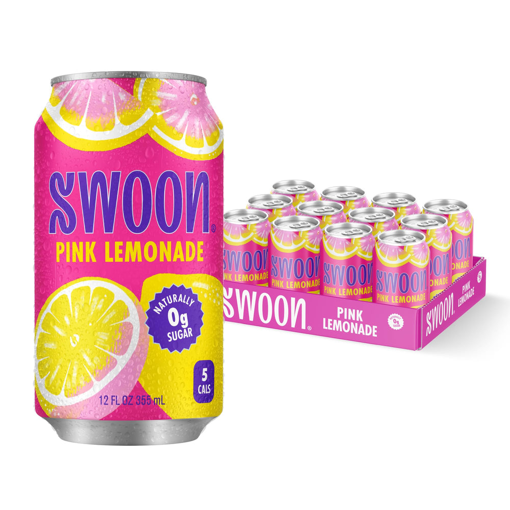 Swoon Pink Lemonade can-pack for on-the-go refreshment with zero sugar.