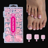SWRITATSK toe nail tips with French tip design for natural salon-ready look