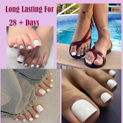 SWRITATSK White Toe Nails close-up – ultra-smooth gel-like finish for natural look