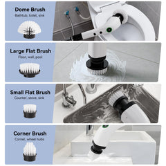 Eight brush heads from Swyprrix scrubber for versatile surfaces