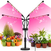 SYEIORAOM four-head full-spectrum grow light for thriving indoor plants.