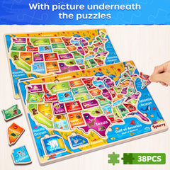 SYNARRY USA map puzzle features vivid colors to engage children in geography