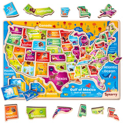 SYNARRY large USA map puzzle front view with bright colors supports early geography learning