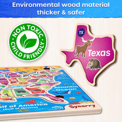 SYNARRY puzzle includes movable reference illustrations beneath the wood for guided play