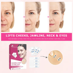 SYNATANA invisible tape under foundation demonstrates discreet lift on jawline.