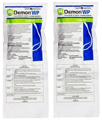 Syngenta Demon WP insecticide envelopes with water-soluble packets for quick knockdown and long-lasting protection.