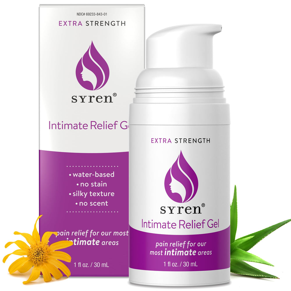Syren Intimate Relief Gel bottle for targeted comfort and quick relief.
