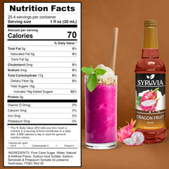 SYRUVIA Dragon Fruit Syrup pour demonstrates smooth texture for mixers.