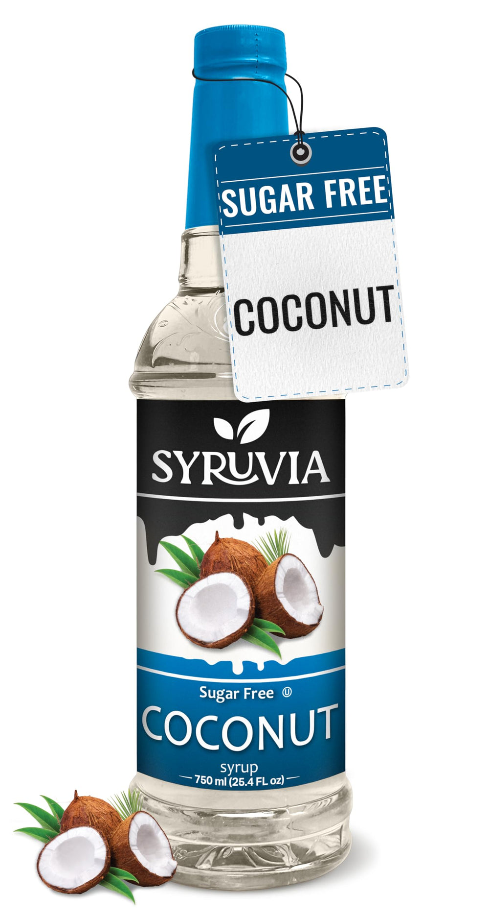 Syruvia Sugar-Free Coconut Syrup bottle for tropical flavor in drinks
