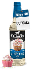 Syruvia Sugar Free Cupcake Syrup bottle with label, ideal for calorie-free flavoring.
