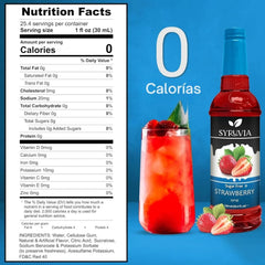 SYRUVIA sugar-free strawberry syrup pour action on a drink